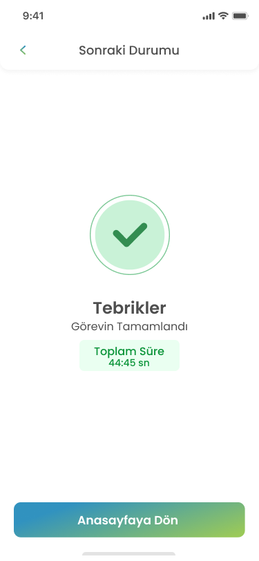Tamamlanan Görev ve AI Skoru ekranı